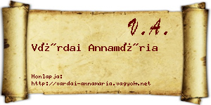 Várdai Annamária névjegykártya