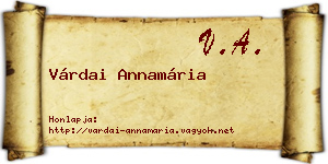 Várdai Annamária névjegykártya